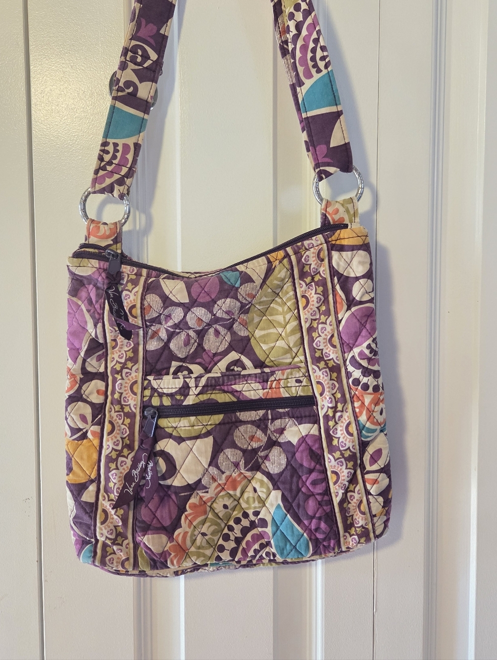 P95. Vera Bradley Quilted Plum Crazy Crossbody Bag